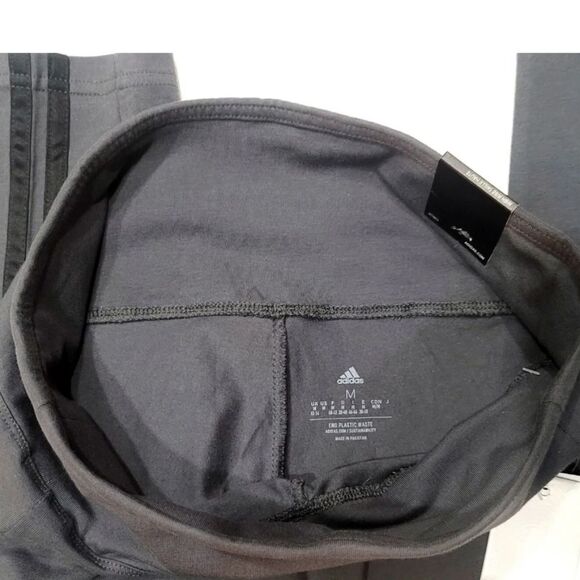 ADIDAS Women's High Rise 3-stripe 7/8 Cotton Tights HM2603 Grey Leggings Size S - Picture 11 of 13